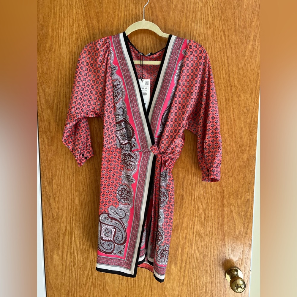 Zara paisley wrap dress
